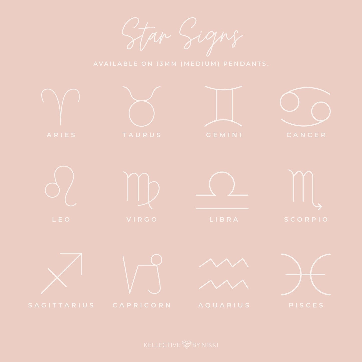 Star Sign Necklace • Medium Double Hole Pendant Necklace