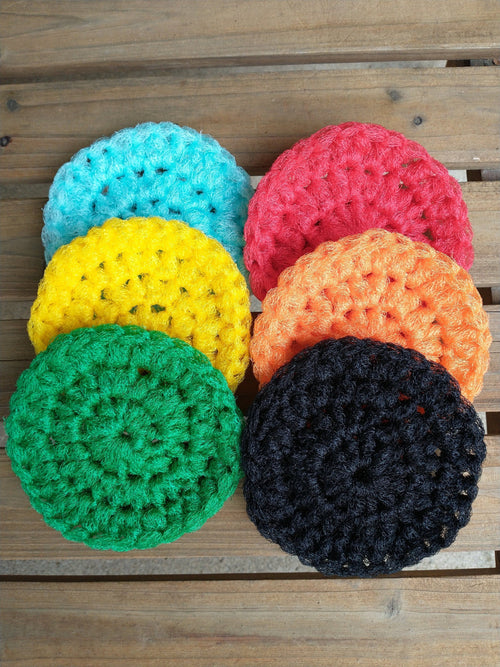 6-Piece Crochet Nylon Mesh Dish Scrubbers, Reusable Kitchen Cleaning Pads for Dishwashing