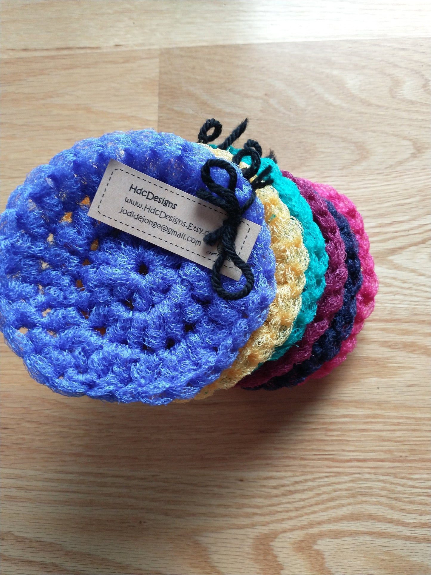 6-Piece Crochet Nylon Mesh Dish Scrubbers, Reusable Kitchen Cleaning Pads for Dishwashing