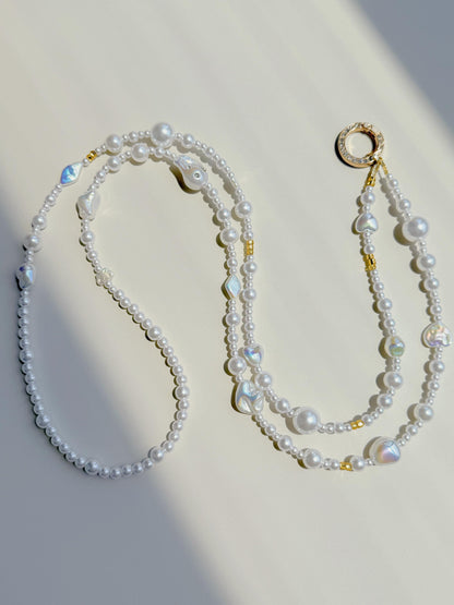 Genuine Baroque Pearl Crossbody Phone Strap, Elegant Anti-Drop Smartphone Lanyard for Women, Adjustable Hands-Free Phone Chain