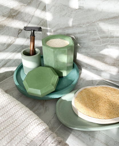 Multipurpose Concrete Organizer Cup - Minimalist Industrial Toothbrush & Q-Tip Holder, Modern Air Plant Pot, Zen Desktop Stationery Caddy