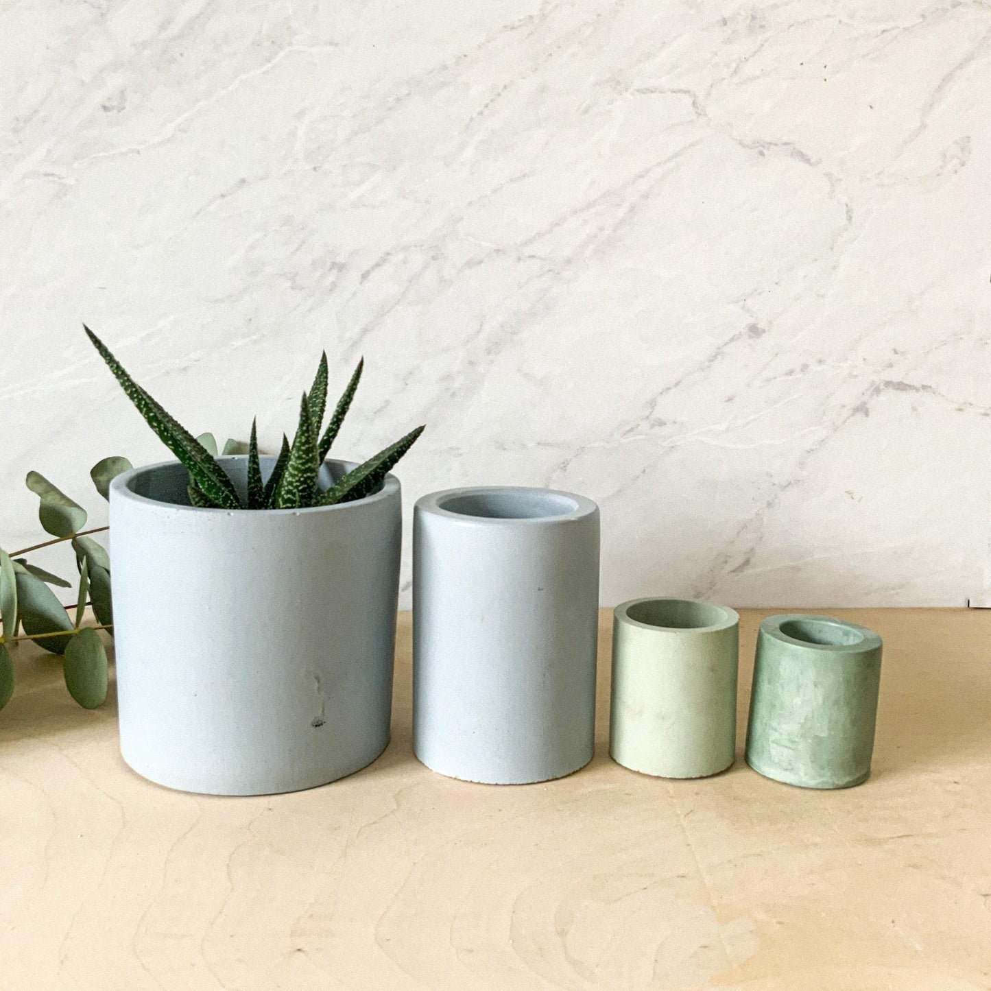 Multipurpose Concrete Organizer Cup - Minimalist Industrial Toothbrush & Q-Tip Holder, Modern Air Plant Pot, Zen Desktop Stationery Caddy
