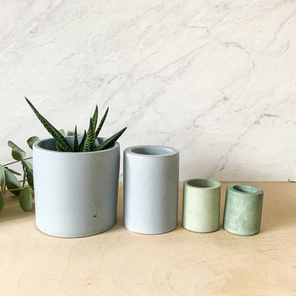 Multipurpose Concrete Organizer Cup - Minimalist Industrial Toothbrush & Q-Tip Holder, Modern Air Plant Pot, Zen Desktop Stationery Caddy