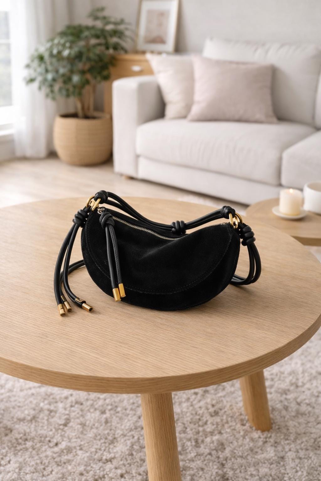 Women's Minimalist Suede Underarm Bag, Convertible Crossbody Shoulder Purse with Adjustable Strap, Soft Matte Hobo Bag